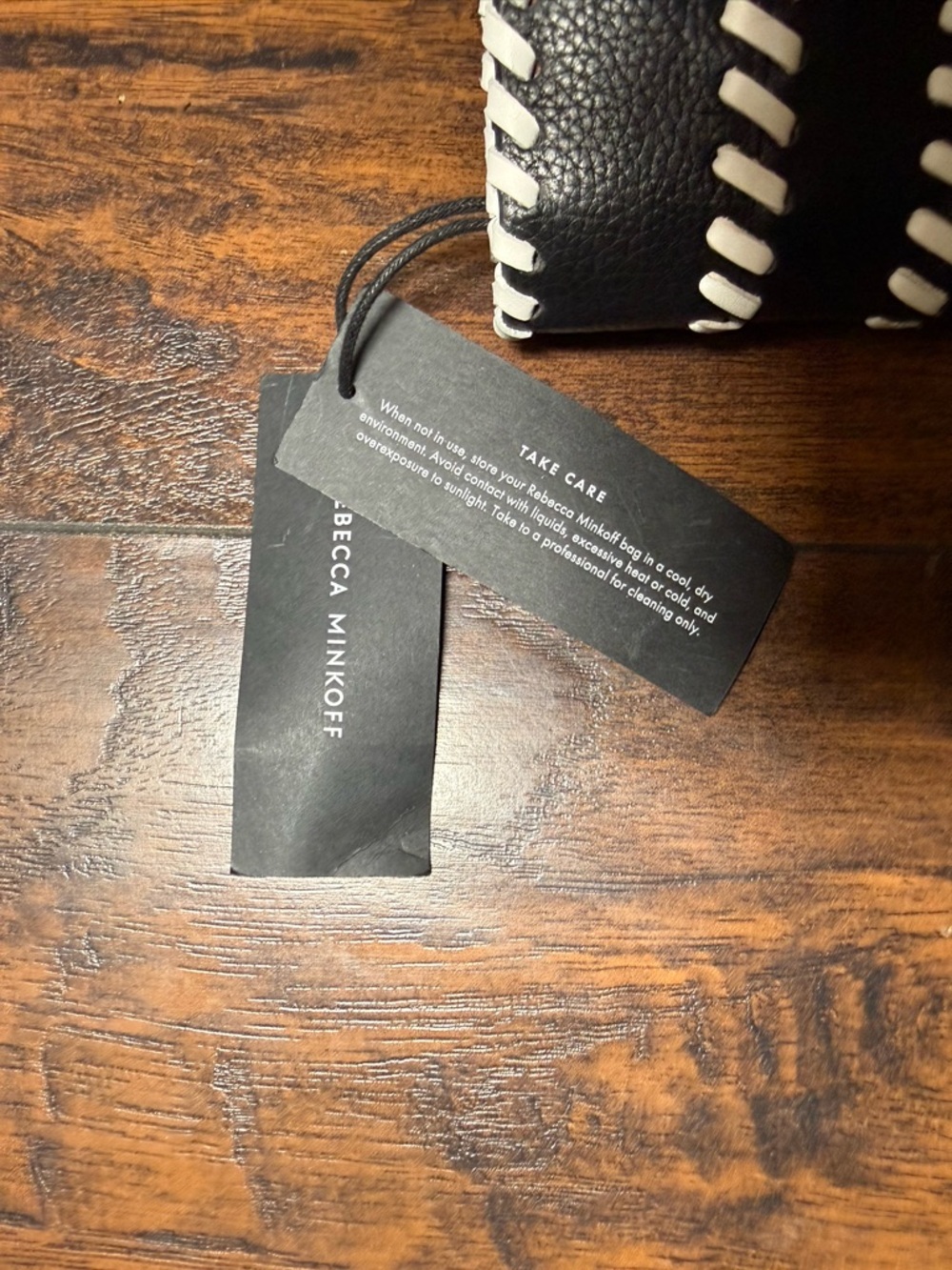 Rebecca Minkoff Black Leather Clutch with White Whipstitch Trim - Picture 5 of 6